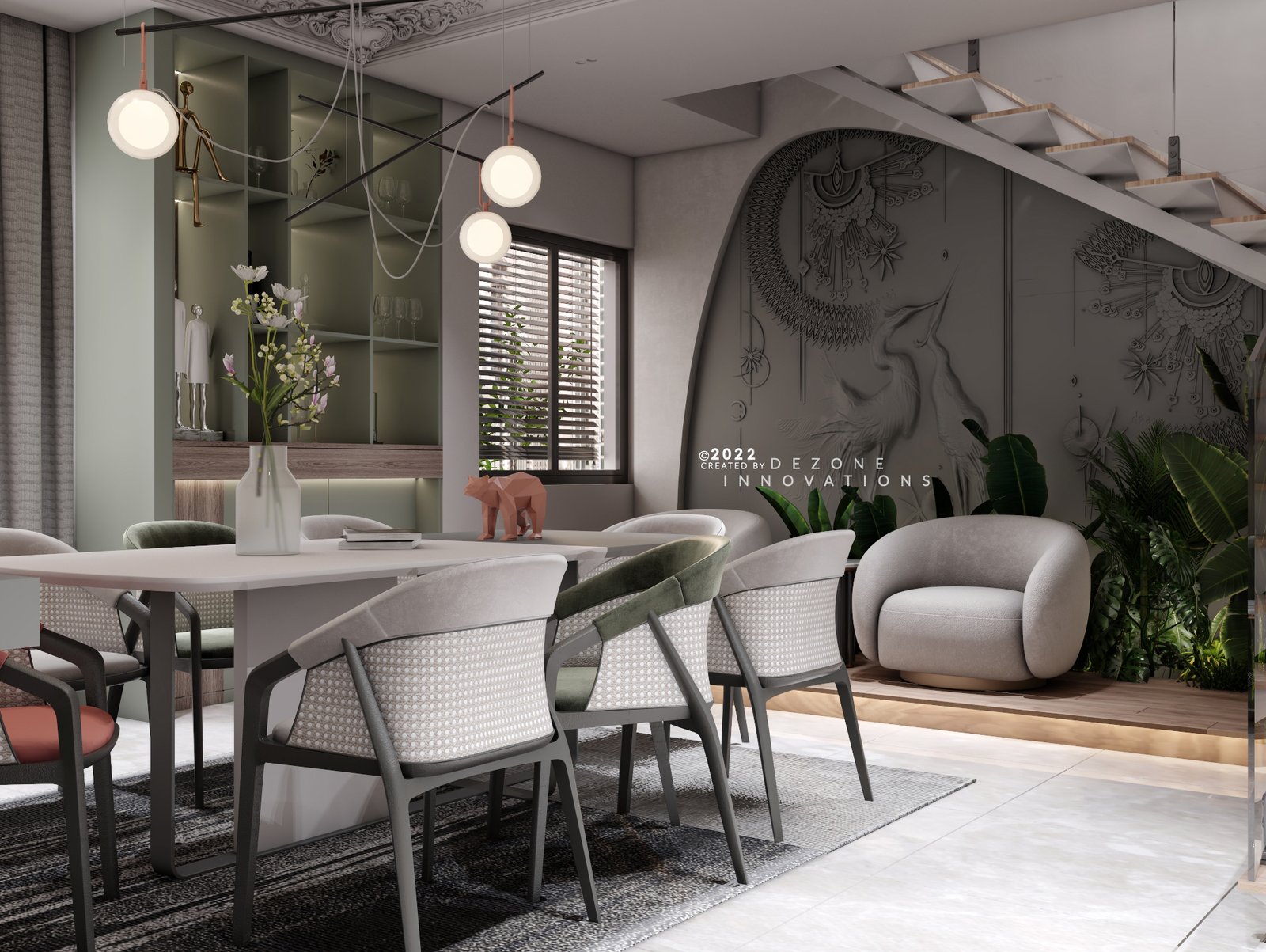 Penthouse Apartment - DEZONE - Fired Effects With Mountain Landscape For A Penthouse Apartment